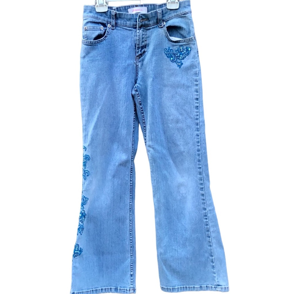 Vintage Xhiliration Jeans Style Size 12 70’s Flared Boho Embroidered